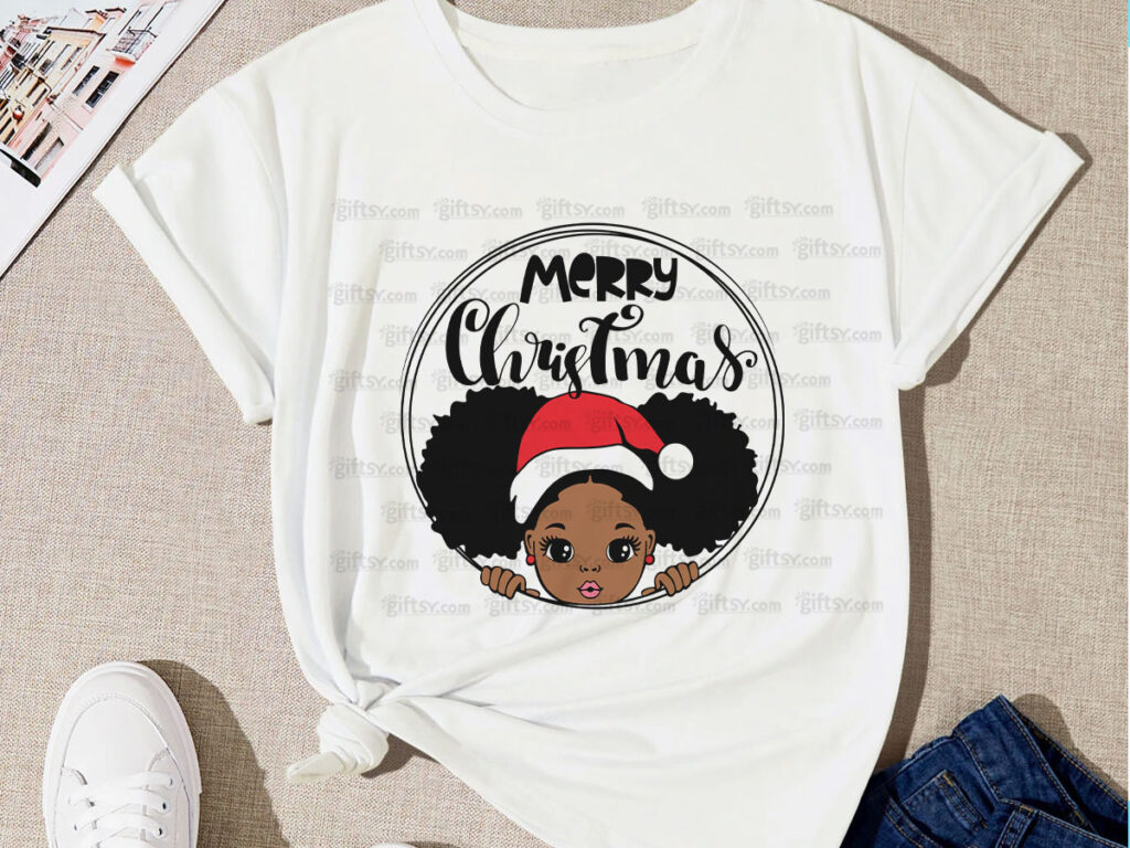 Little Black Girl Christmas SVG PNG Sublimation GiftSVG